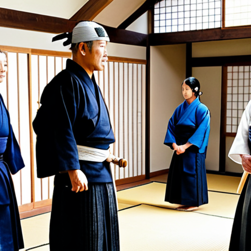 A focused male Kendo practitioner in a traditional dark blue Kendogi and Hakama, wearing full Bogu armor including the men, kote, do, and tare. He is holding a Shinai (bamboo sword) in a natural kamae (guard stance), demonstrating profound concentration and discipline. The scene is set inside a brightly lit, clean dojo with a polished wooden floor, minimalist Japanese architecture visible in the background. The atmosphere is serene and respectful. Fully clothed, appropriate attire, safe for work, perfect anatomy, correct proportions, natural pose, well-formed hands, proper finger count, natural body proportions, professional photography, high quality, modest clothing, family-friendly.
