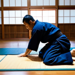 검도 제품 할인 정보 - **Image Prompt:** A kendo practitioner meticulously cleaning their Bogu set after practice in a well...