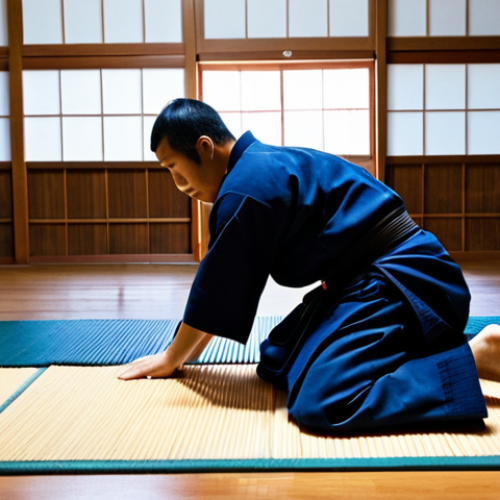 Home 18 검도 제품 할인 정보 - **Image Prompt:** A kendo practitioner meticulously cleaning their Bogu set after practice in a well...