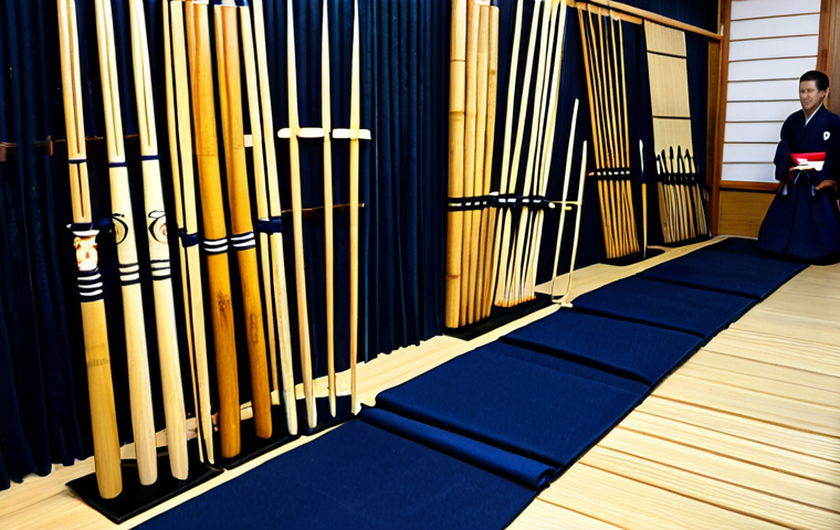 검도 제품 할인 정보 - **Image Prompt:** A kendo practitioner meticulously cleaning their Bogu set after practice in a well...