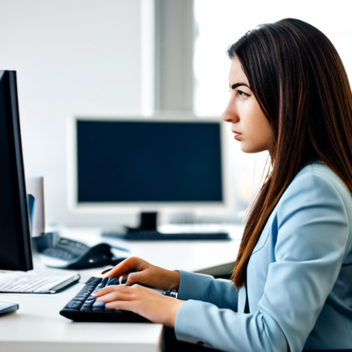 Home 5 검도와 자기계발 - Focused Concentration**
"A young professional, fully clothed in modest, comfortable office attire, ...
