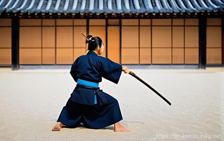 검도 고급 발놀림 연습 - The user wants three detailed image prompts in English, based on the provided Kendo text. I need to ...