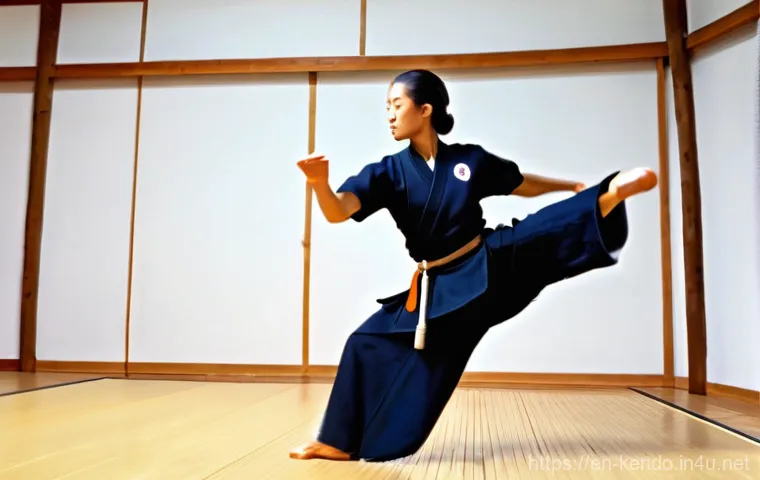 검도 스트레칭 방법 - **Dynamic Warm-up for Kendo**
A dynamic, full-body shot of a focused Kenshi (male or female, ear...