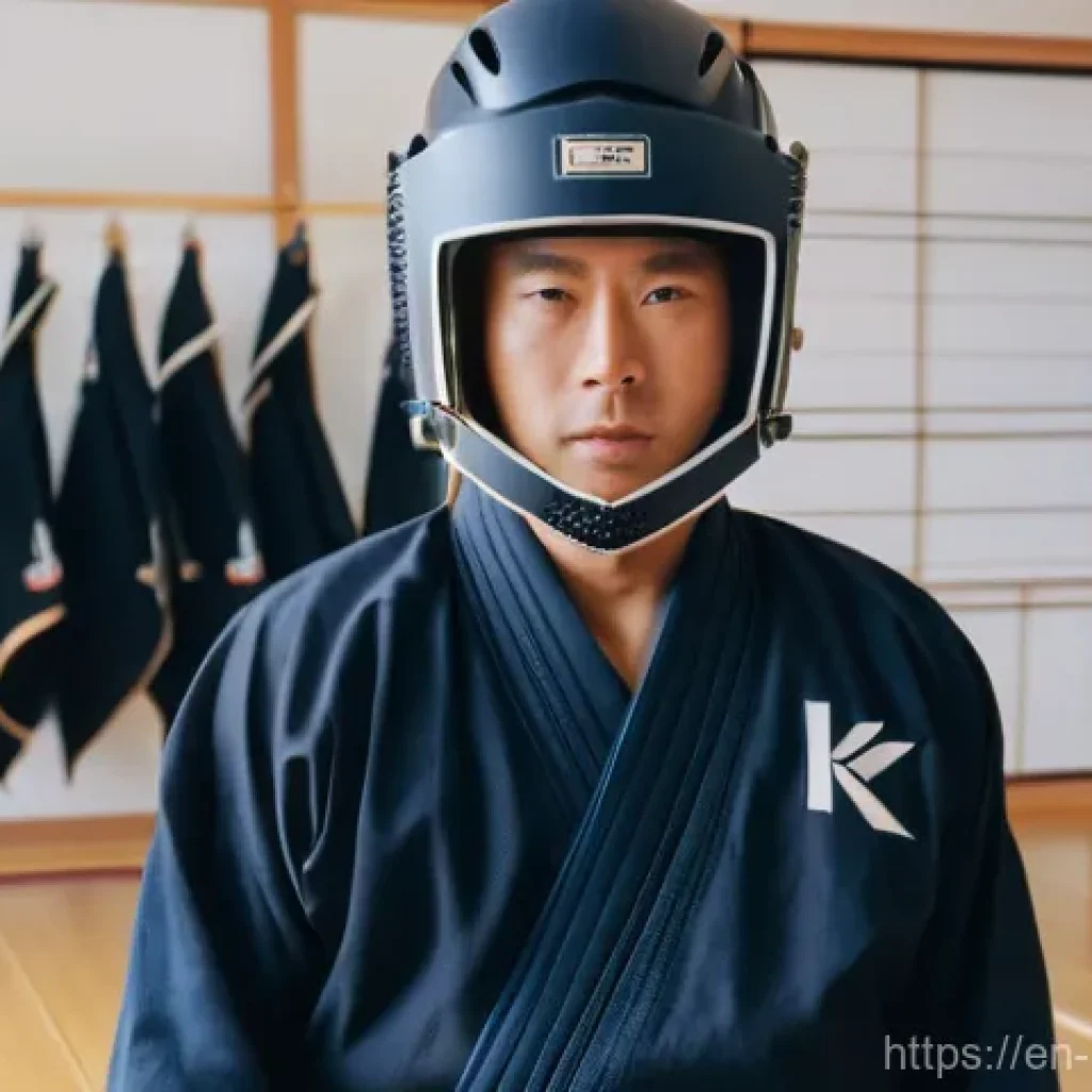 검도 호구 관리법 - **Prompt:** "A focused Kendo practitioner, dressed in comfortable athletic wear including a t-shirt ...