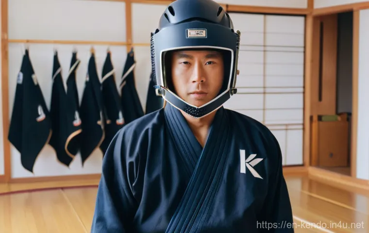 검도 호구 관리법 - **Prompt:** "A focused Kendo practitioner, dressed in comfortable athletic wear including a t-shirt ...