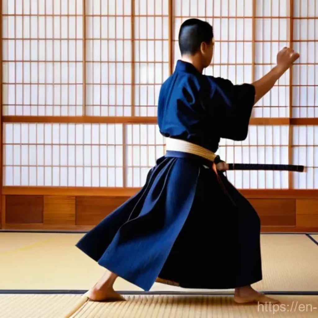 검도 초보자가 피해야 할 행동 - **Prompt: Graceful Kendo Footwork and Impeccable Posture**
A dynamic full-body shot of a young a...