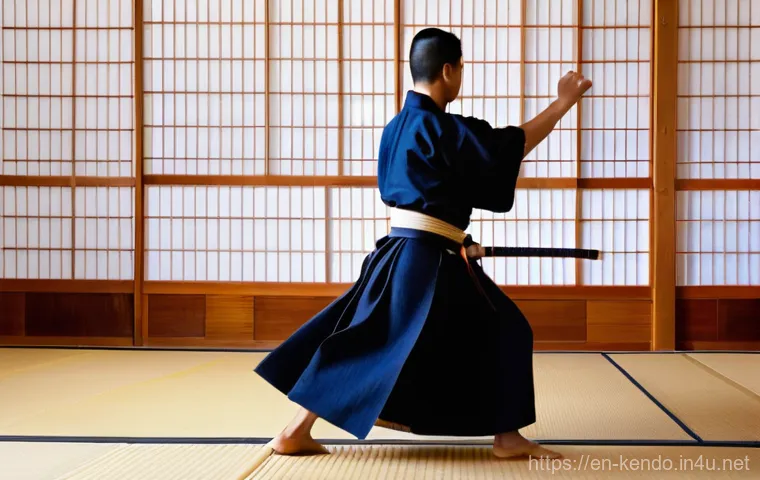 검도 초보자가 피해야 할 행동 - **Prompt: Graceful Kendo Footwork and Impeccable Posture**
A dynamic full-body shot of a young a...