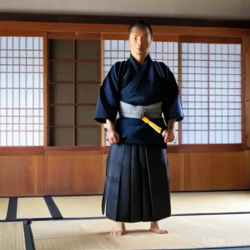 Home 31 검도 명장면 리뷰 - **Prompt:** A highly skilled adult Kendo practitioner, male or female, in full, well-maintained kend...