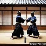 검도 대회 참가 후기 - **Prompt:** "A kendo match in progress. Two kenshi (kendo practitioners), fully equipped with bogu (...