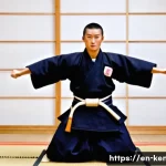 검도 장비 대여 서비스 - **Prompt 1: A Beginner's First Kendo Experience**
A realistic and slightly artistic photograph o...