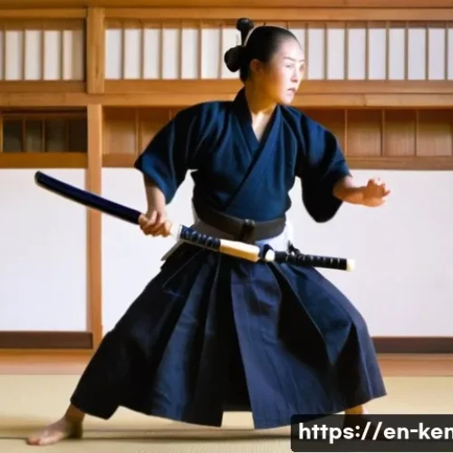 Home 15 검도 기초 지식 강의 - **Prompt:** A dynamic action shot inside a brightly lit Kendo dojo. A female kendoka, in her late 20...