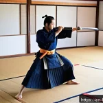 검도 초보자 가이드 - A focused Kendo practitioner in full traditional bogu armor performing the Chudan-no-kamae stance on...