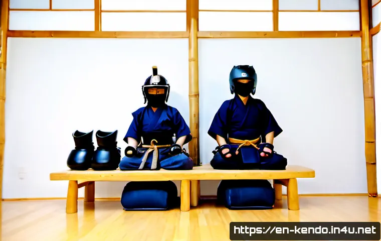 Home 17 검도 장비 브랜드 비교 - Photorealistic comparison scene of two complete kendo equipment sets arranged side by side in a clea...